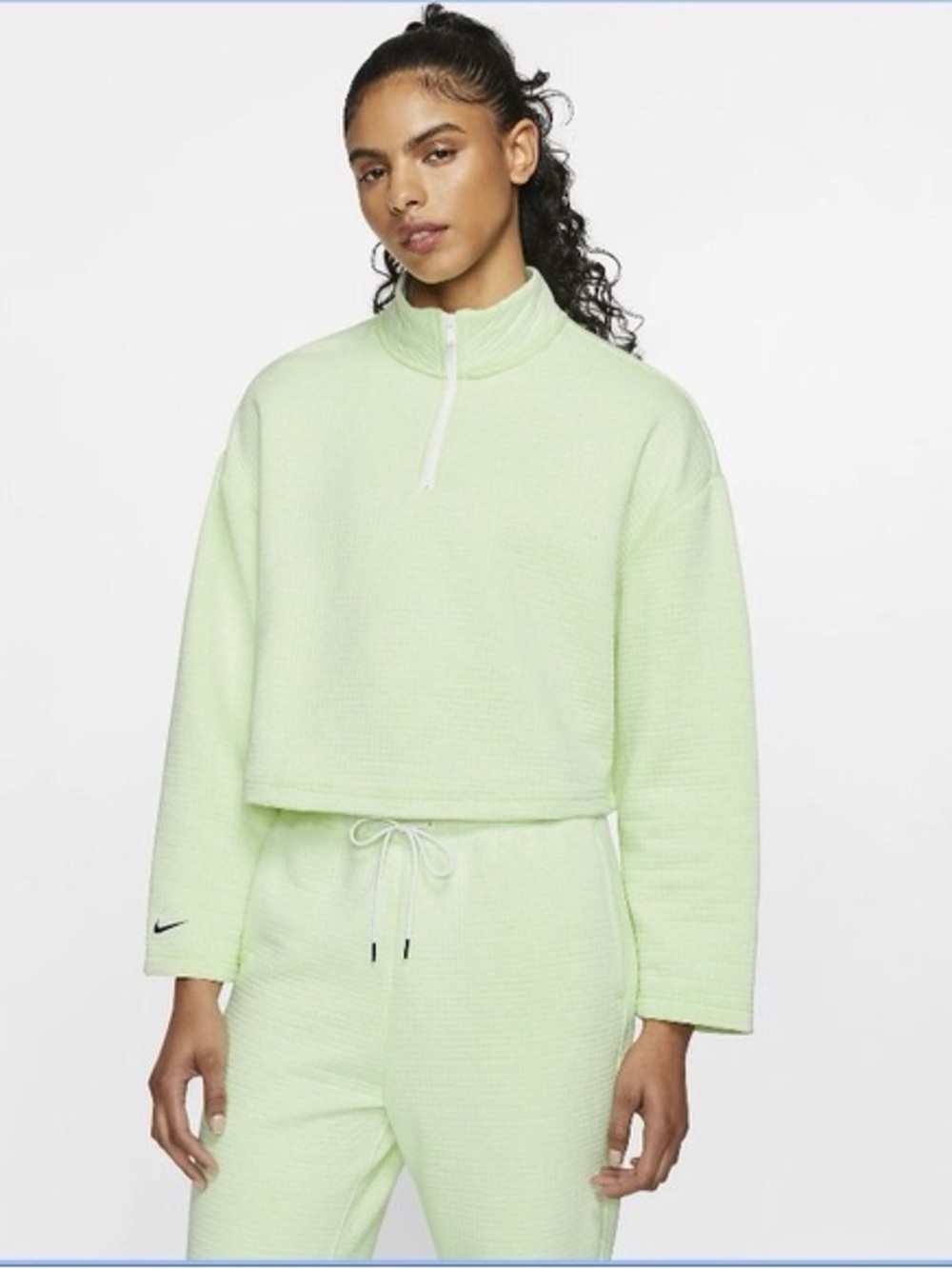 Nike Women’s Mint Green Quarter-Zip Waffle Knit Pullover